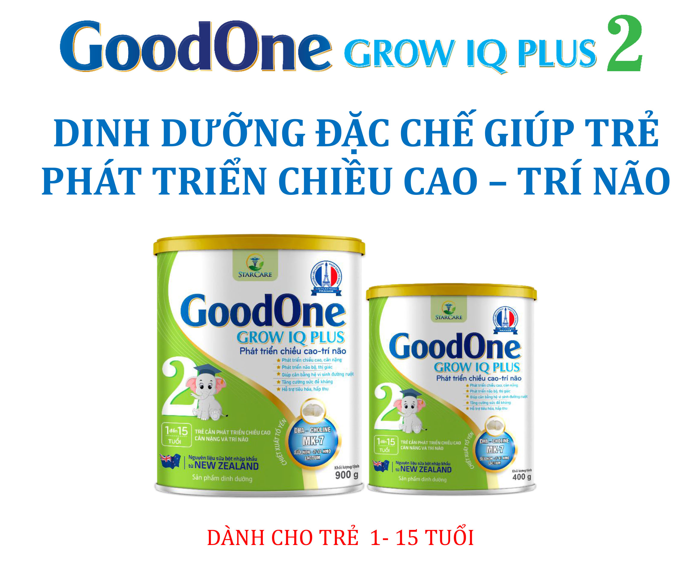 GoodOne Grow IQ Plus 2 - Dinh dưỡng đặc chế giúp phát triển chiều cao, trí não
